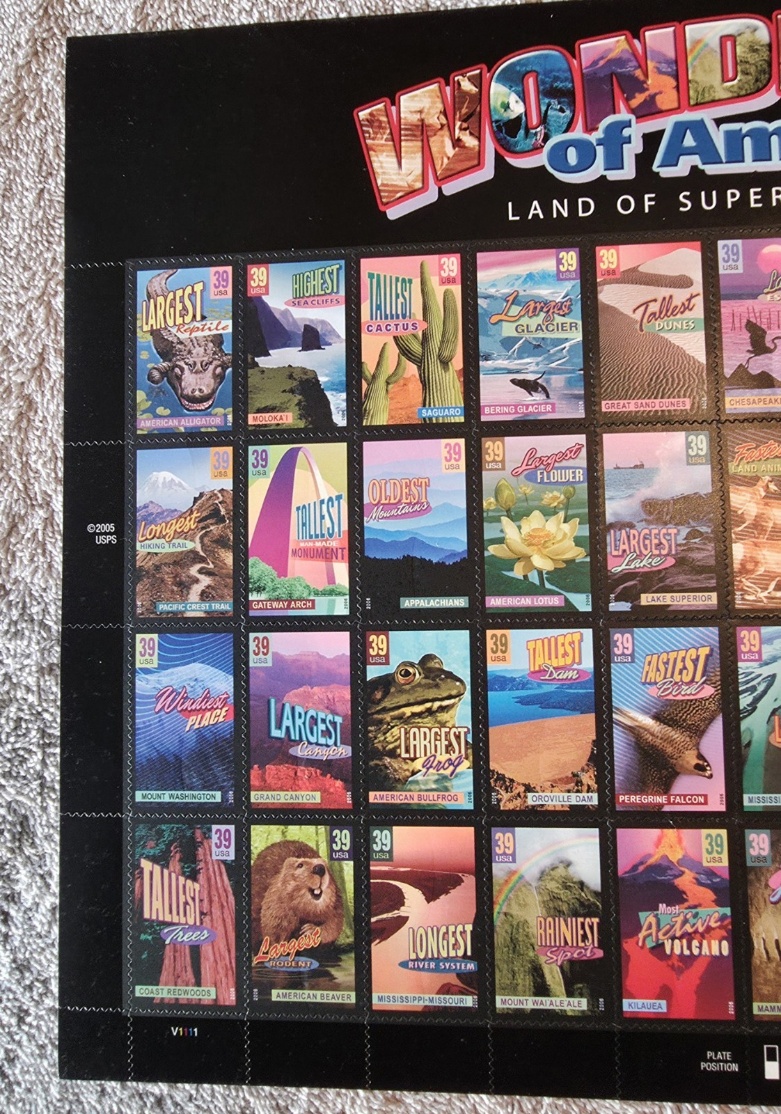 Lot – 2 USPS Stamps Sheets: WONDERS OF AMERICA 39¢ & GREETINGS FROM AMERICA 34¢