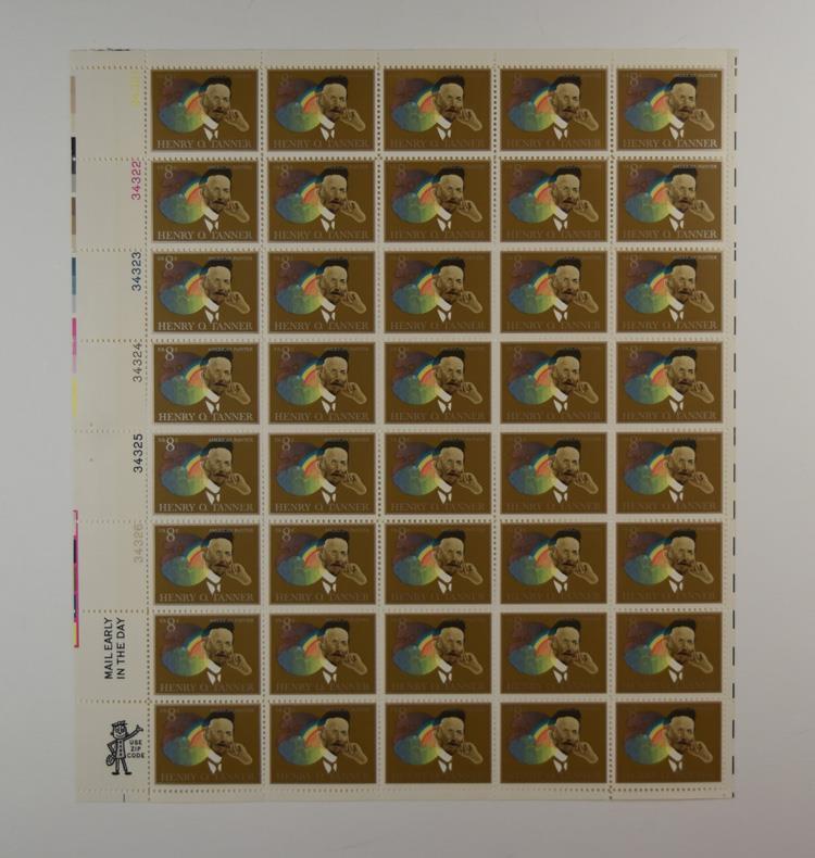 US SCOTT 1486 PANE OF 40 HENRY O TANNER STAMPS 8 CENT FACE MNH