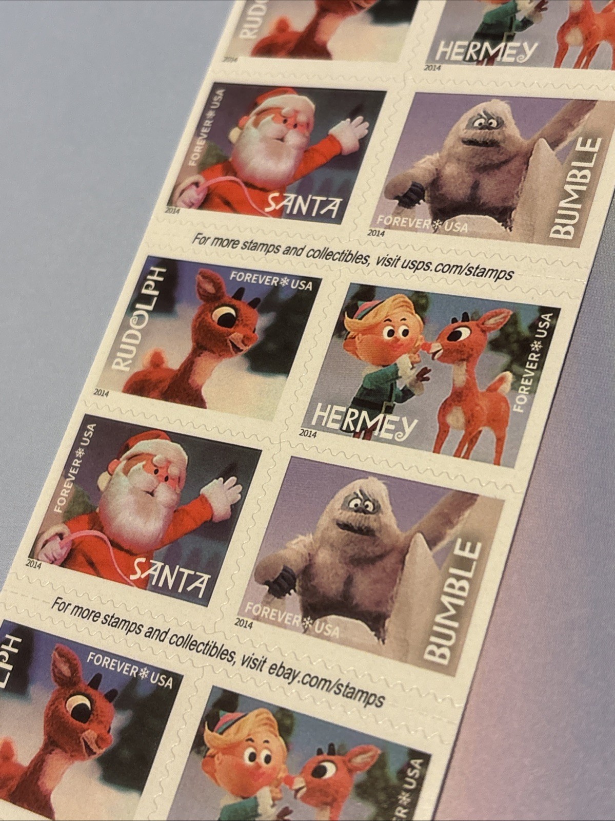 OUT OF PRINT! 2014 RUDOLPH THE RED NOSED REINDEER 20 Christmas Forever Stamps