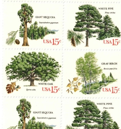United States 15¢ American Trees Postage Stamp #1764-67 x 100 singles