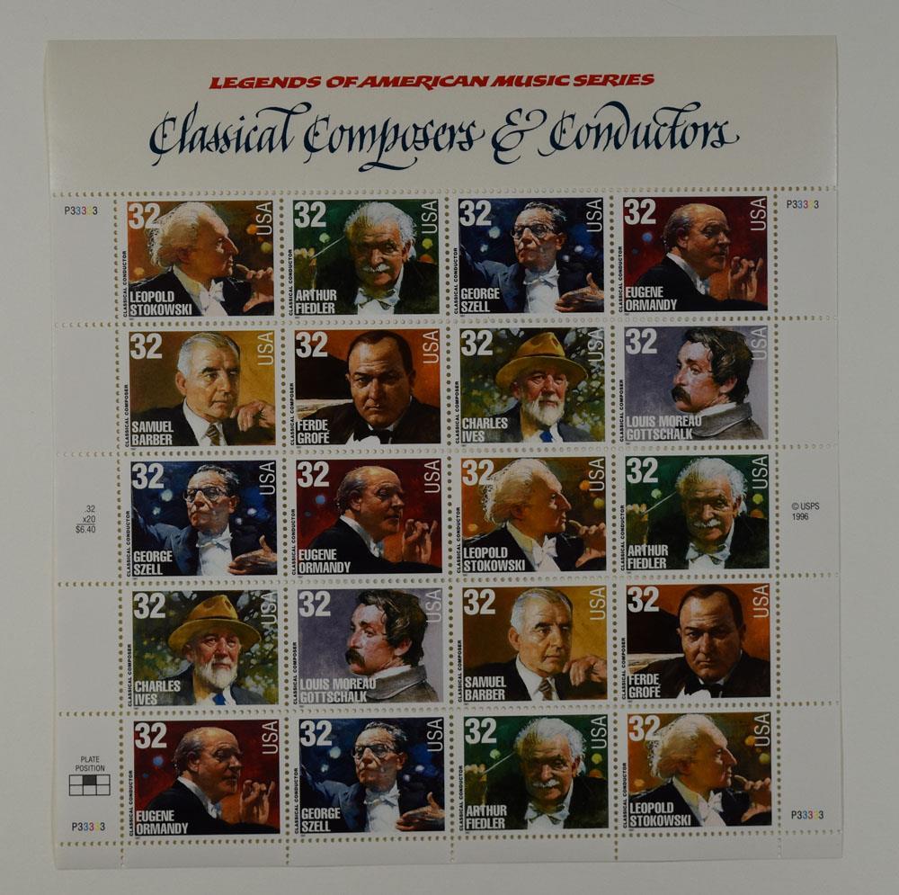 US SCOTT 3158-3165 PANE OF 20 COMPOSERS/CONDUCTORS STAMPS 32 CENT FACE MNH
