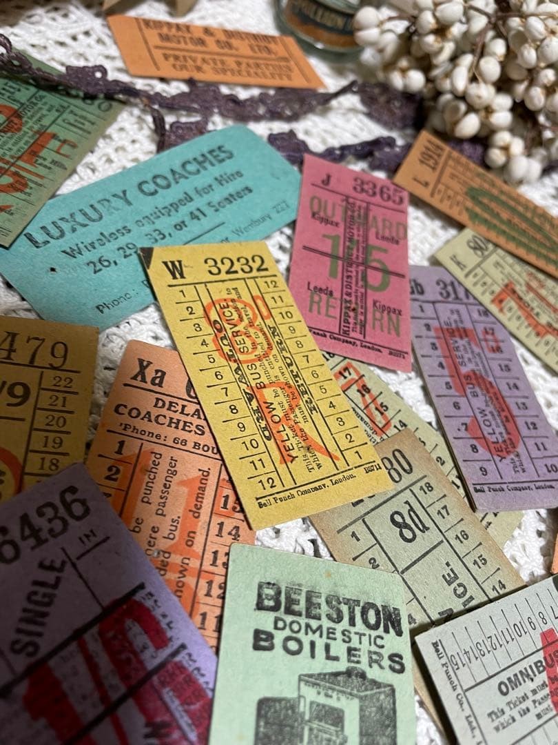 Vintage bus block ticket collection overseas 32 sheets paper junk AA