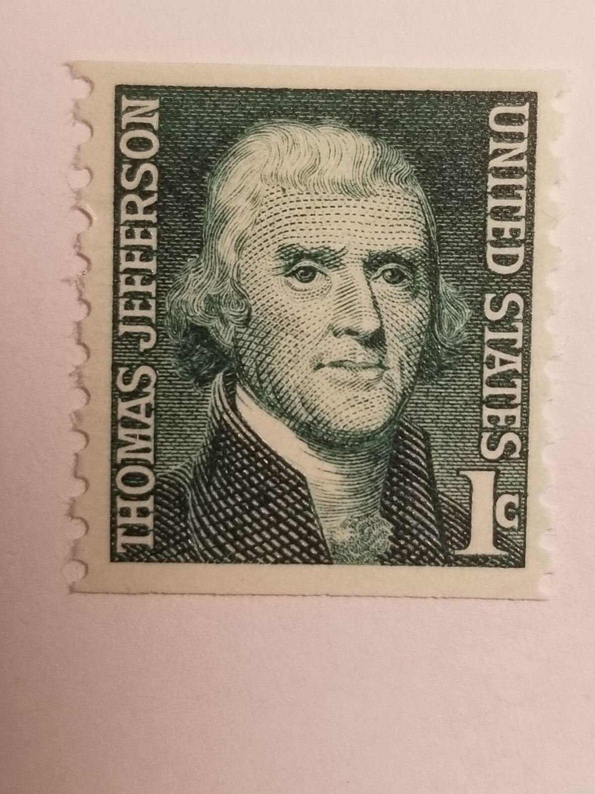 Green 1 Cent Thomas Jefferson US Postage Stamp UNUSED mint