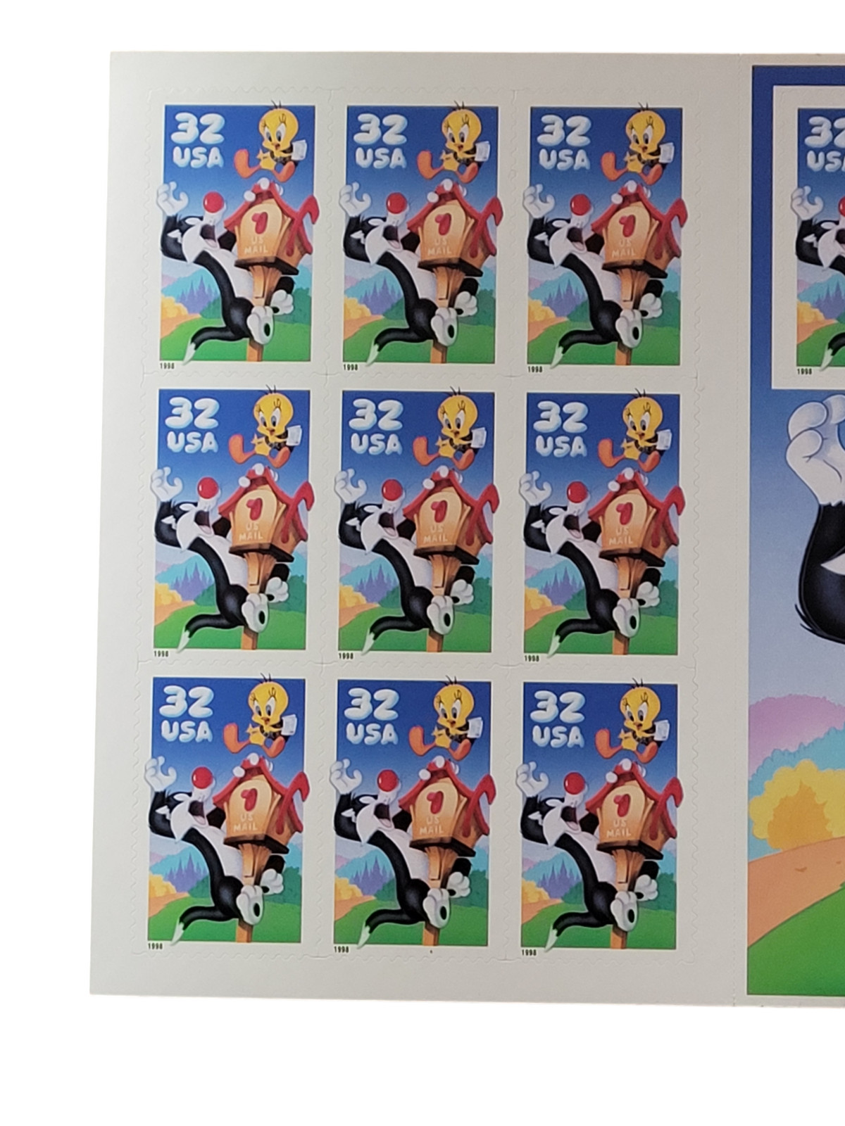 1997/98 USPS Sheet of 10 Looney Tunes 32 Cent Stamps MNH Tweety Bird Sylvester