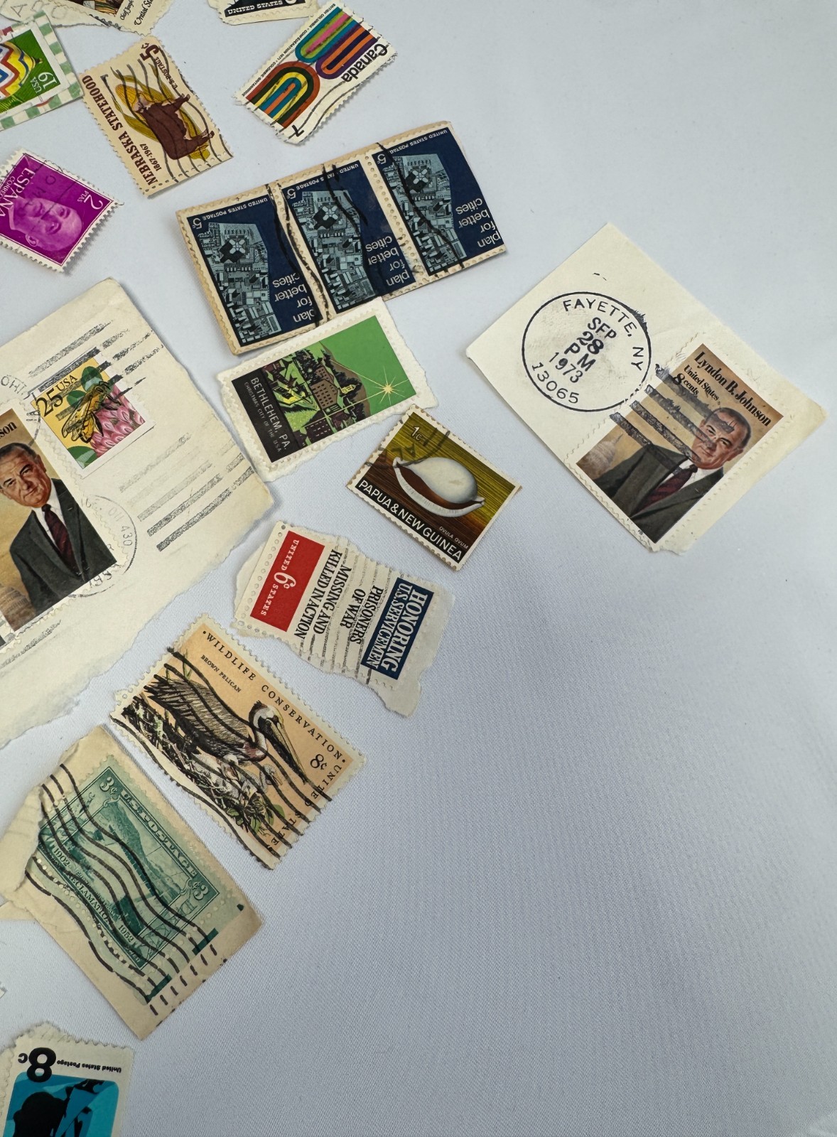 Worldwide Vintage Stamp Collection Lot 75+ Used Stamps on Paper and Off Paper