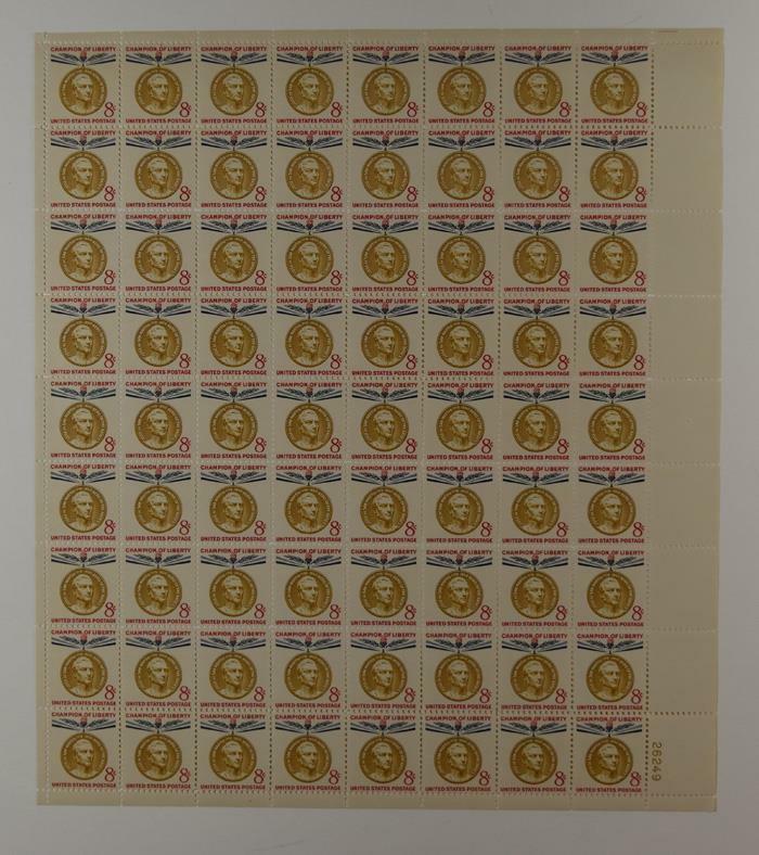 US SCOTT 1126 SHEET OF 70 JOSE DE SAN MARTIN STAMPS 8 CENT FACE MNH