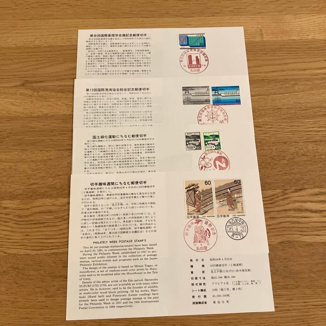 Showa 56 issue stamp sheet, 4 types