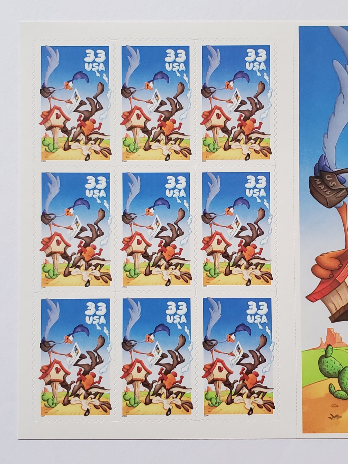 Looney Tunes Road Runner Wile E Coyote 2 Full Sheets + 5 = 25 Postage Stamps