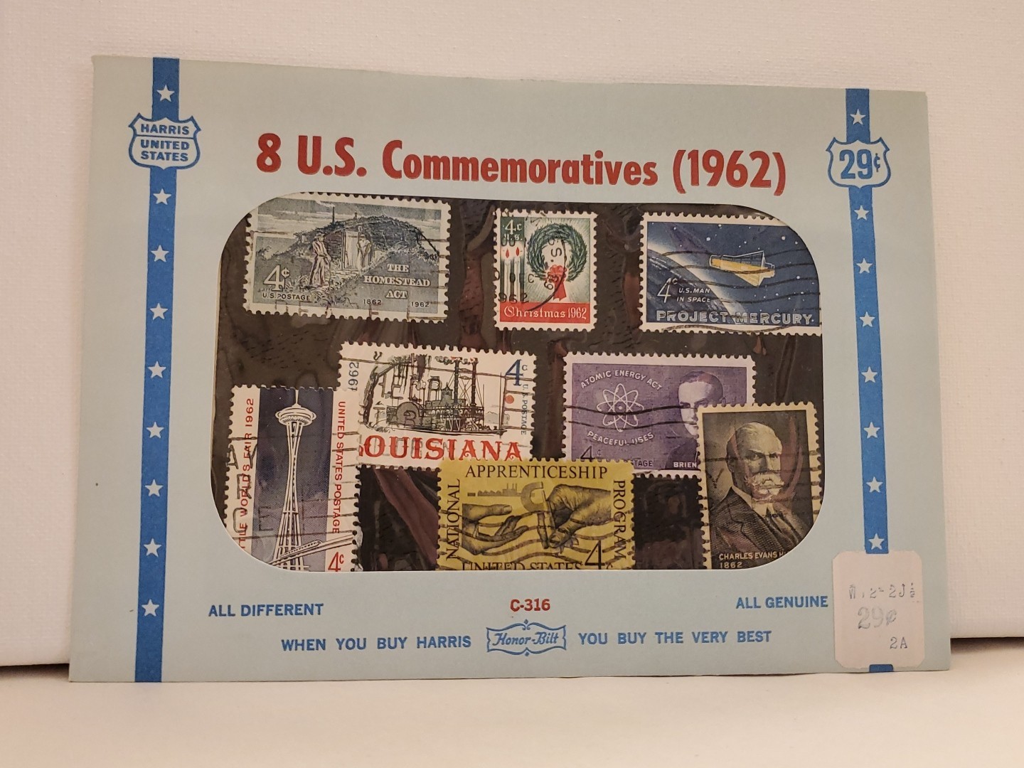 1962 Sealed Harris Honor Bilt U.S. Commemoratives Stamps Used Lot Of 8 #C-316