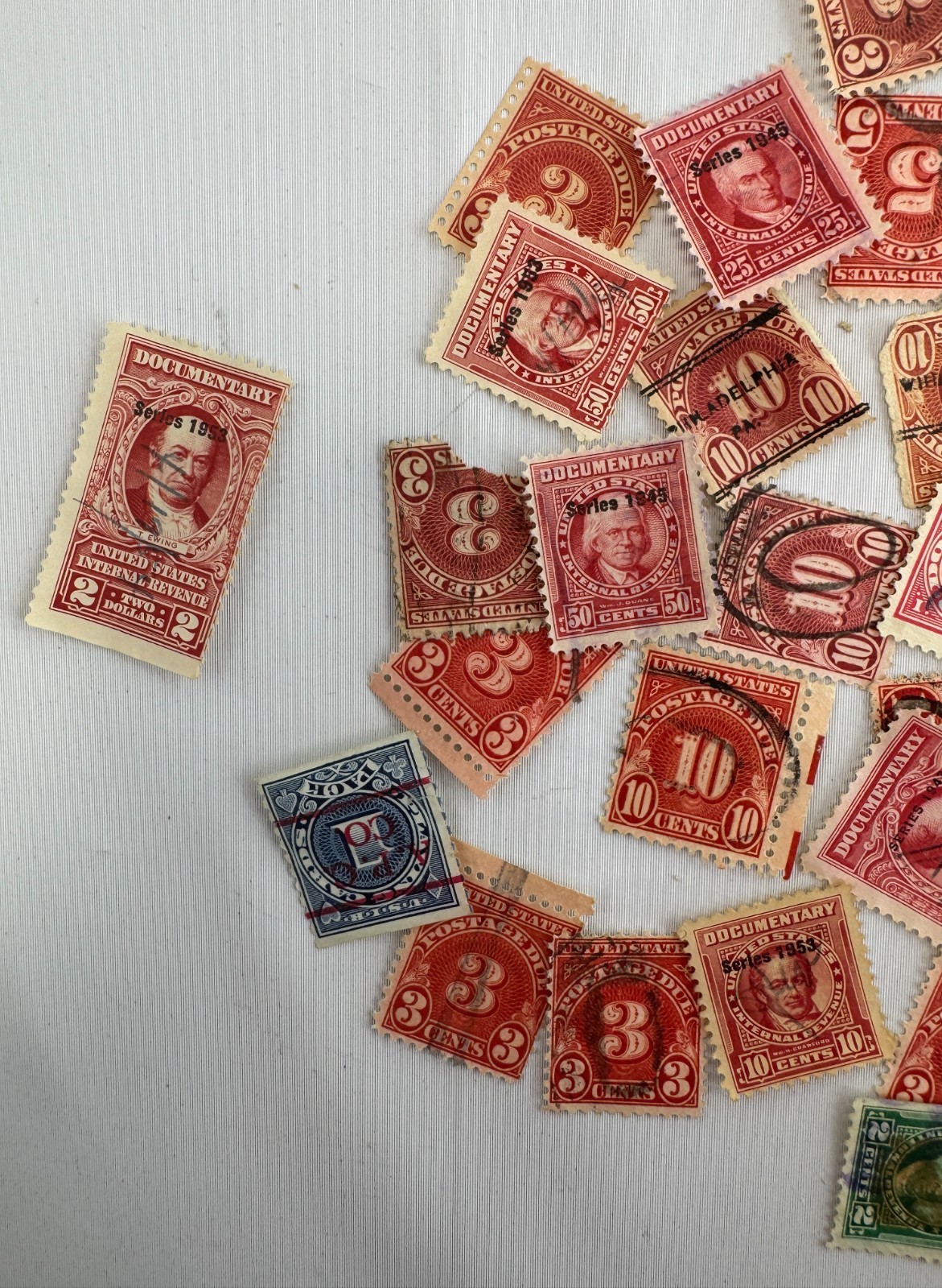 Large US Revenue and Postage Due Stamp Lot 1890s-1950s Documentary Revenue Back