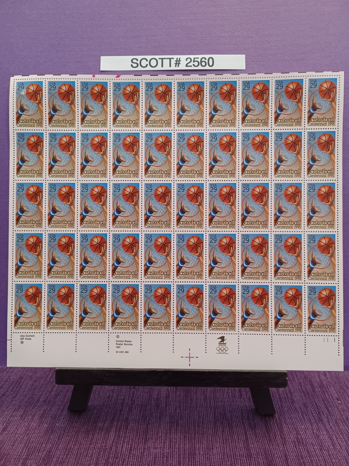 Scott # 2560 Basketball Centennial 1991 – USPS Postage Stamps