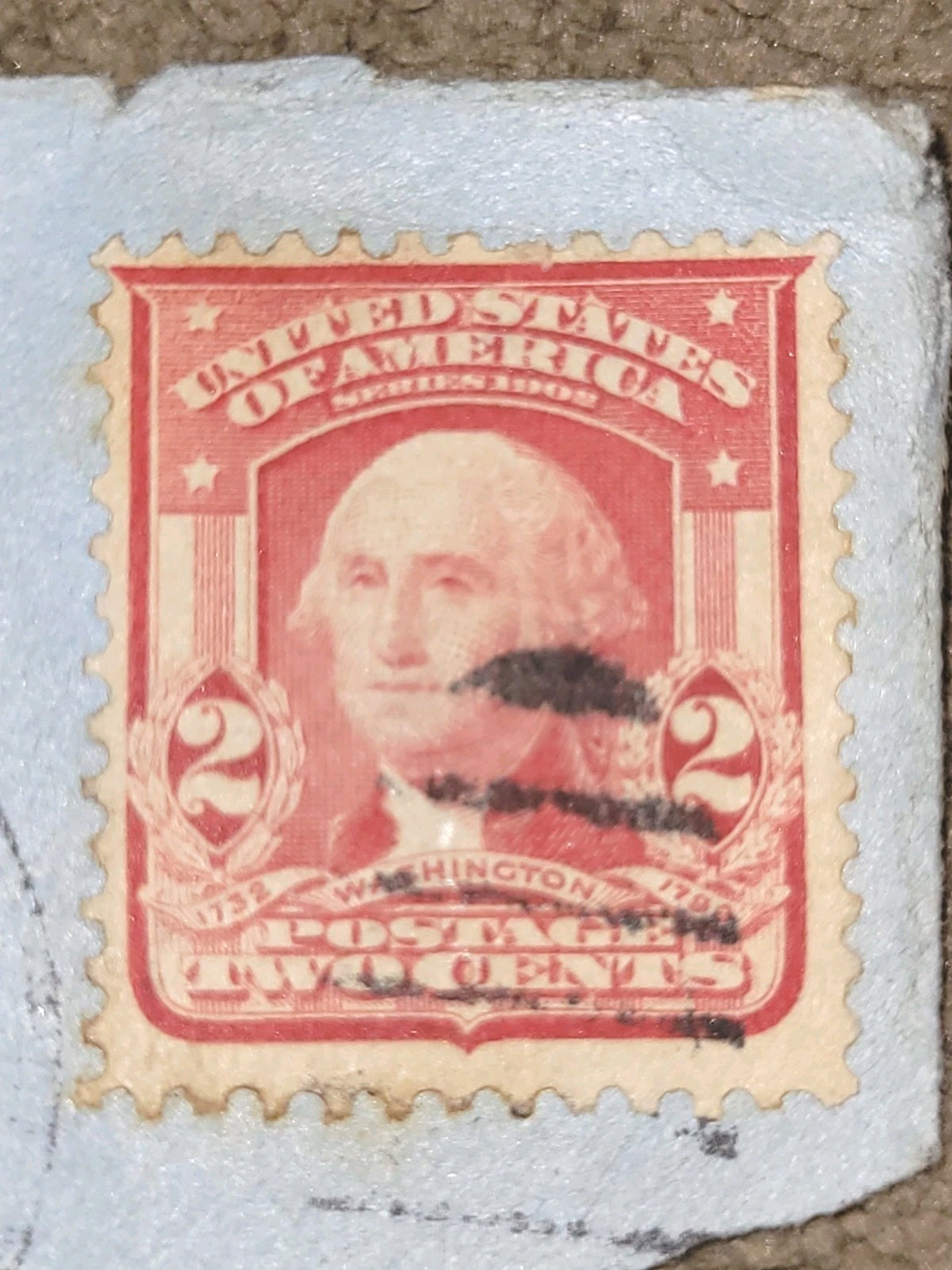 US George Washington 2 Cent Carmine Red Stamp 1902-1903, USED.