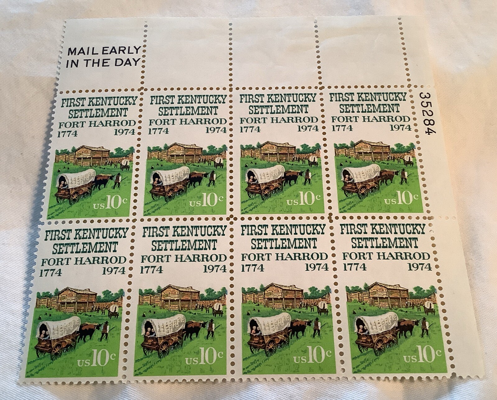 Sheet of 8 USPS 10-Cent Stamps – Kentucky Settlement 200th Anniv – Scott 1542
