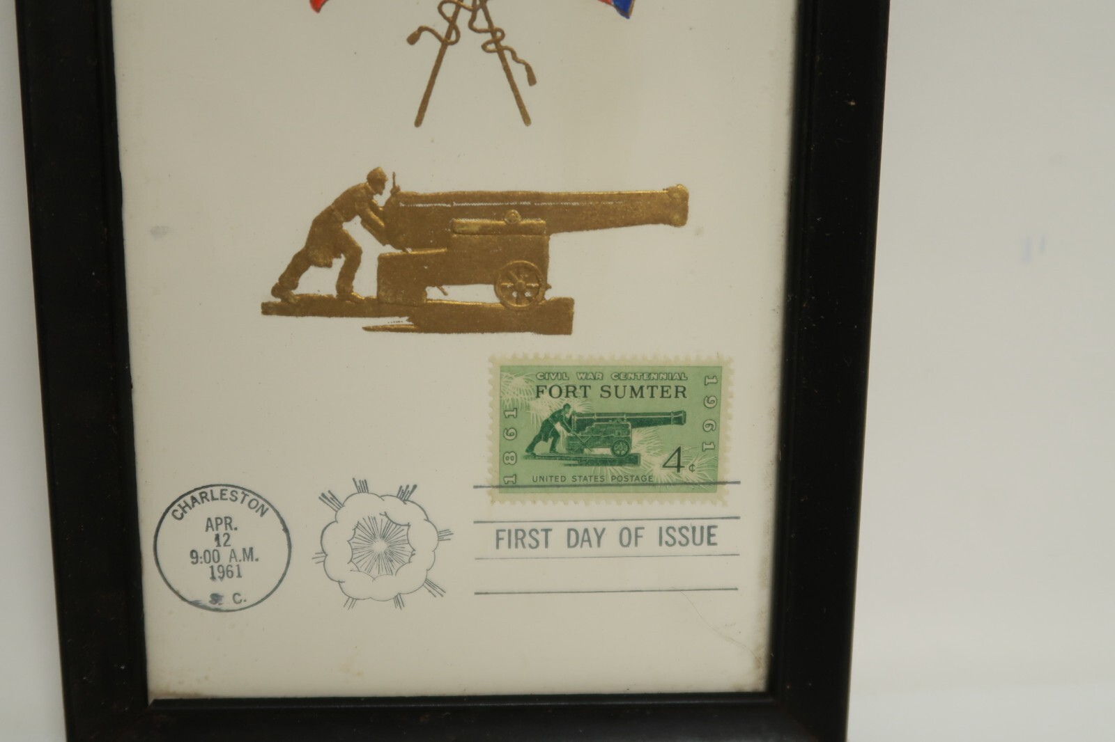 First Day of Issue Charleston 1961 Fort Sumter Stamp Framed 7″ x 5″