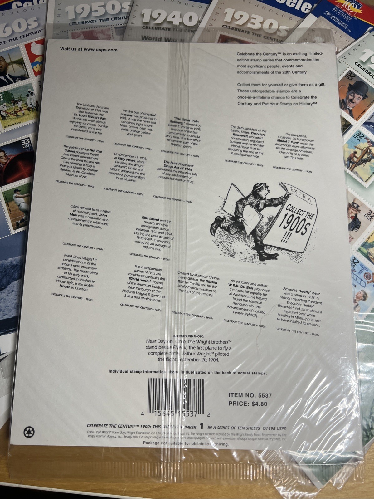New Sealed CELEBRATE THE CENTURY 1900-1990. Complete 10 Sheet Set US Stamps