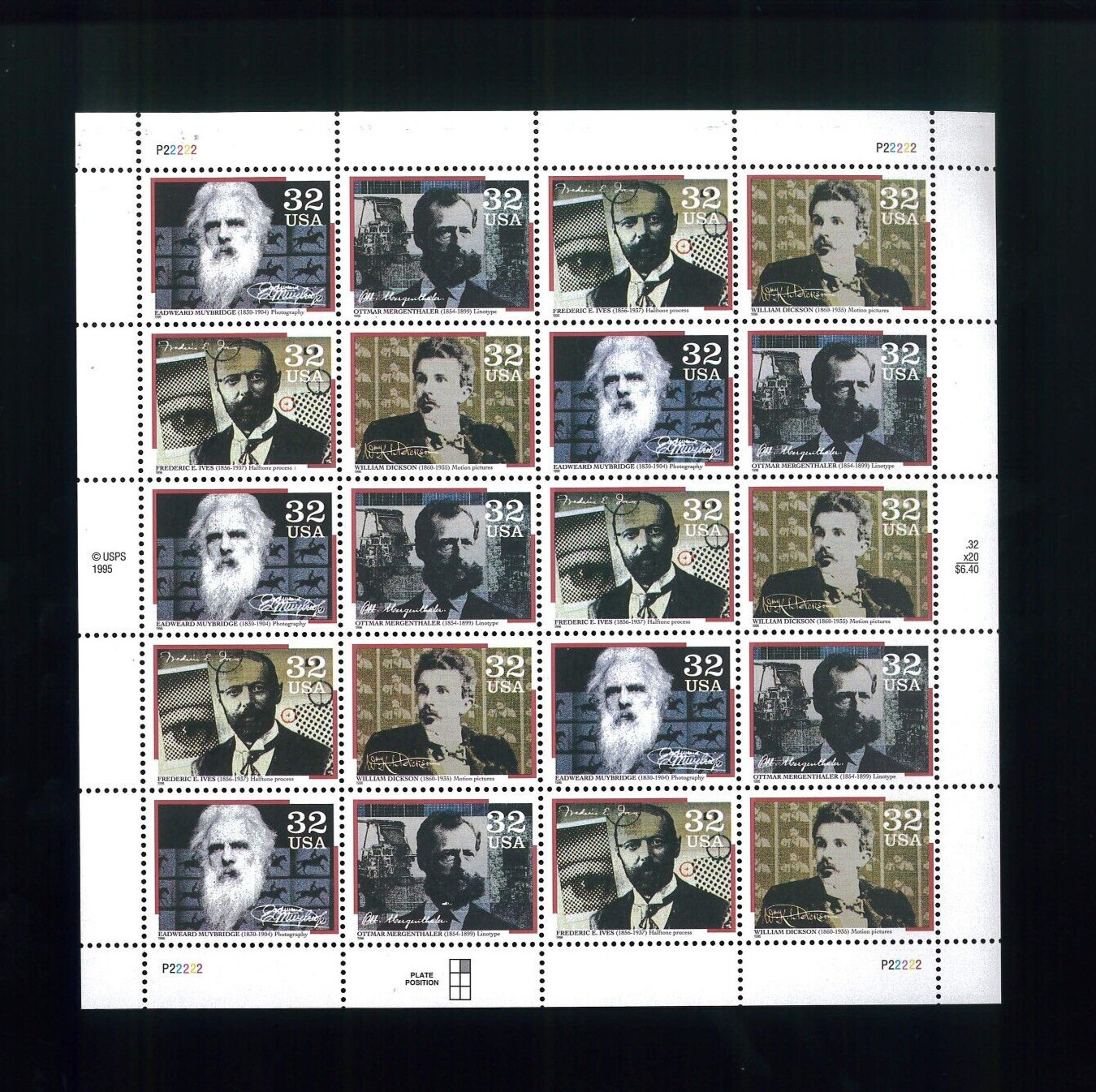 United States 32¢ Pioneers of Communication Postage Stamp #3061 MNH Full Sheet