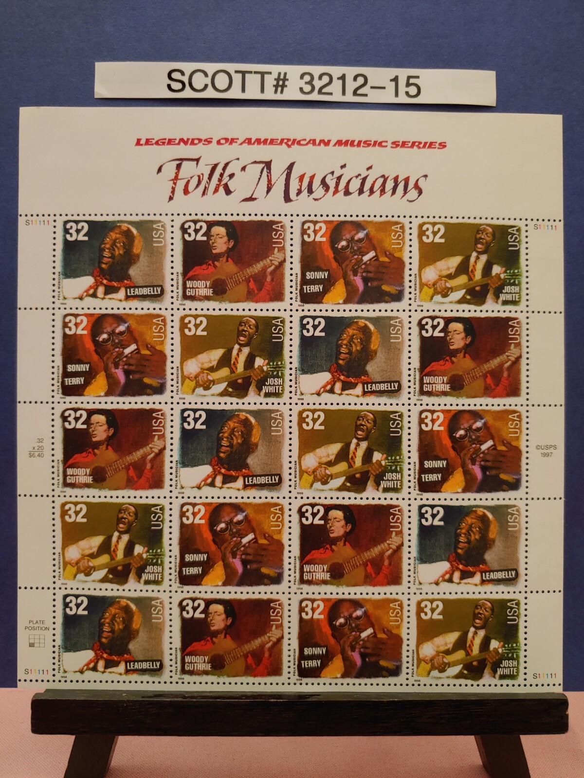 Scott # 3212-15 Folk Music – Legends of American Music (32 cent postage stamps)