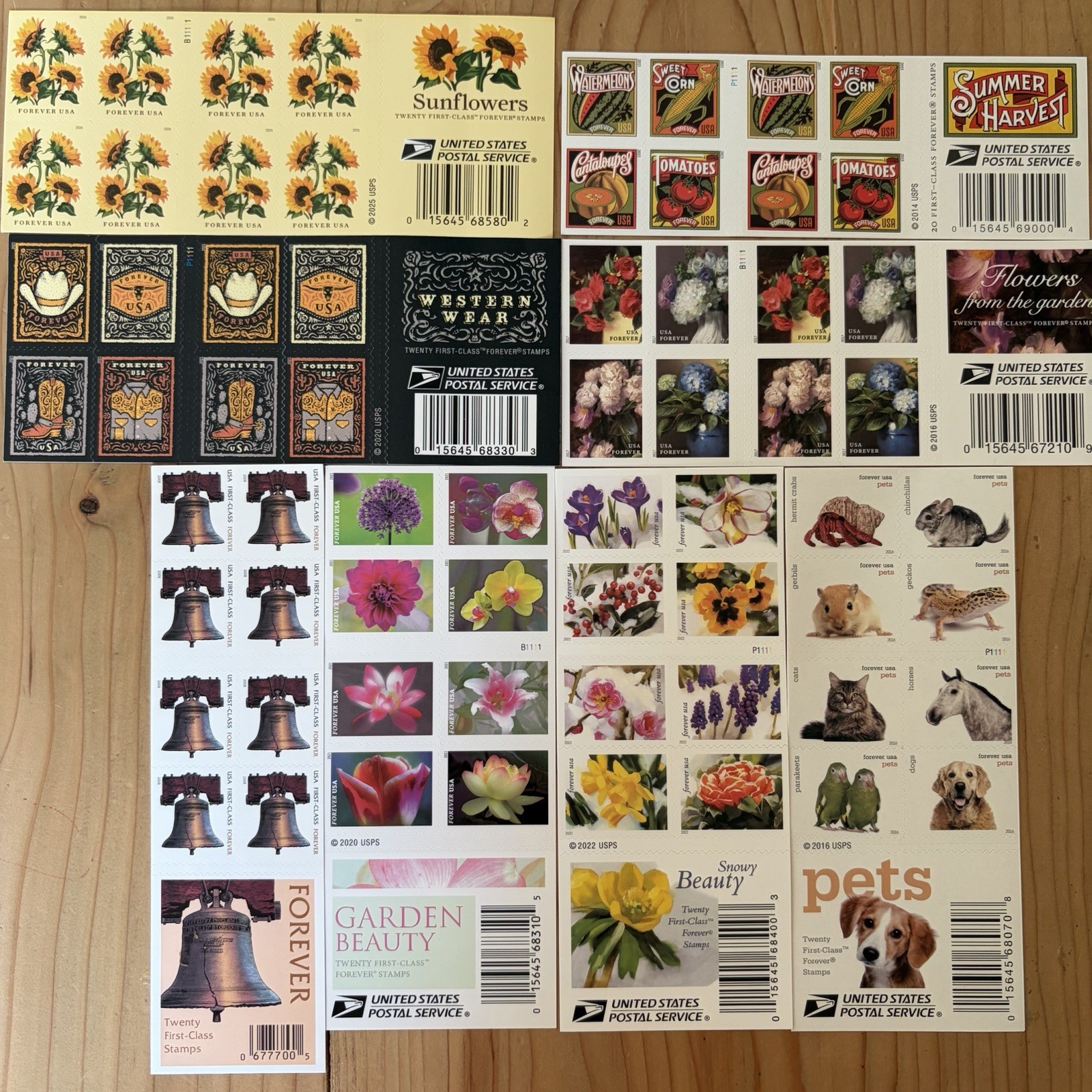 FOREVER STAMPS USPS 8 Books Sheets CHRISTMAS CARD Flowers Animals Pets