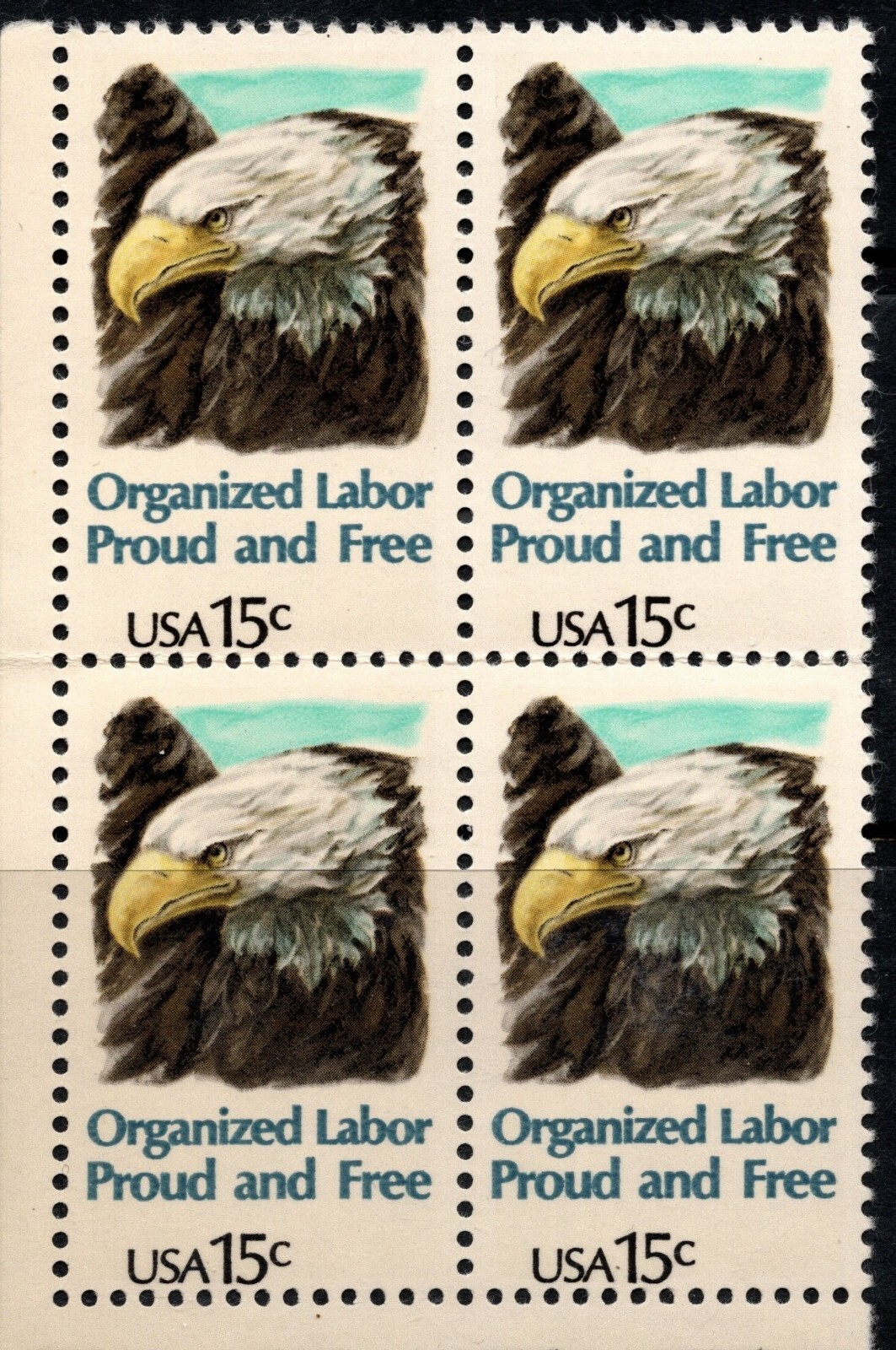 USA 1980 ORGANIZED LABOR PROUD & FREE ( BALD EAGLE) BLOCK OF FOUR SCOTT 1831 MNH