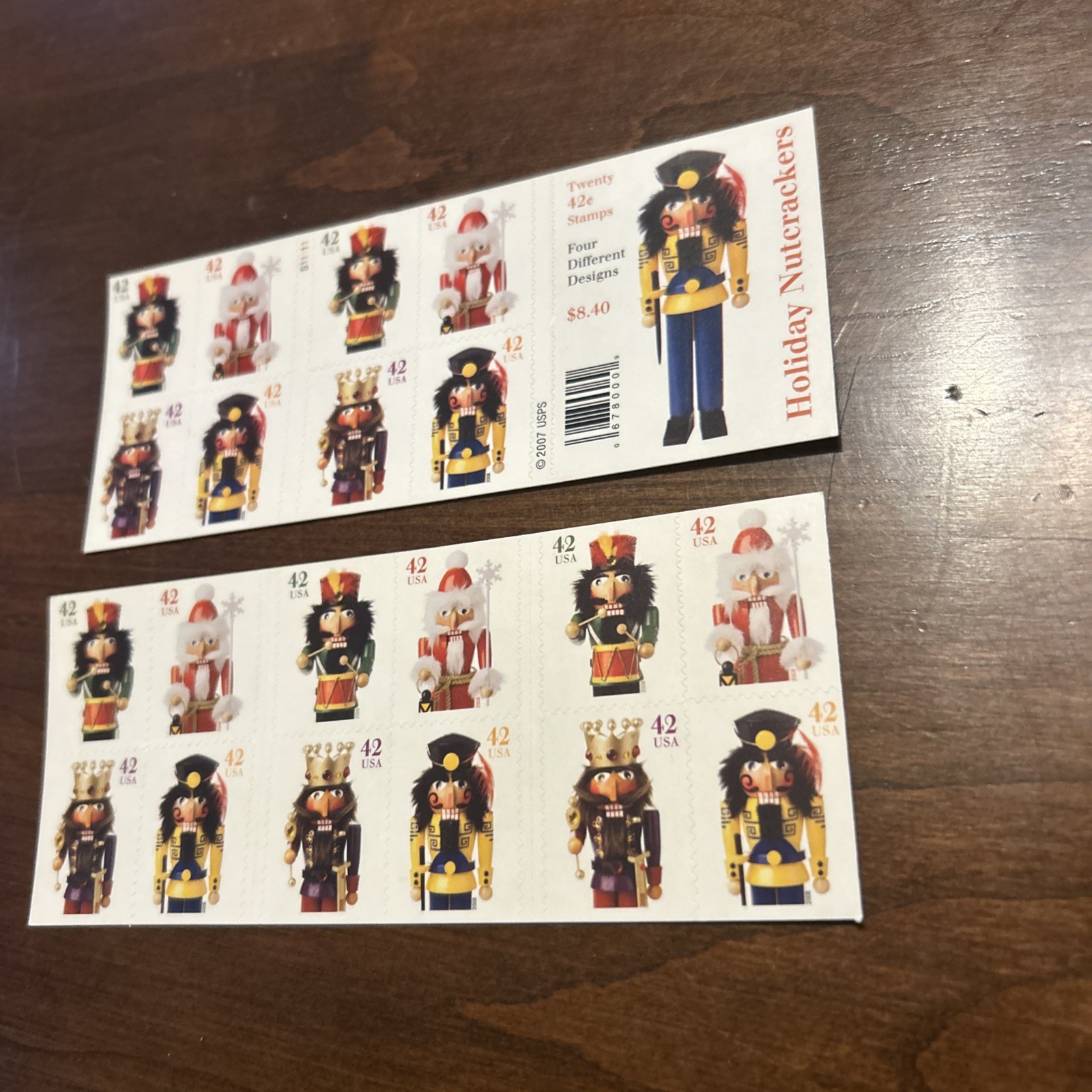 Christmas Nutcrackers | 2 Booklets of 20 = 40 Stamps 42¢ | #4360-4363b FV$16.80