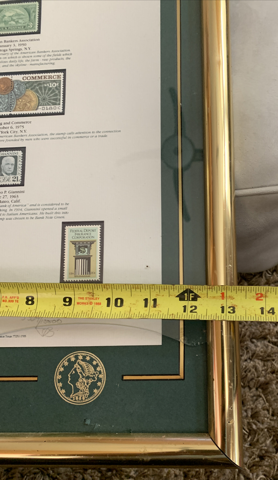 1986 The Stamps Of Banking Framed And Numbered 3324 Of 10000
