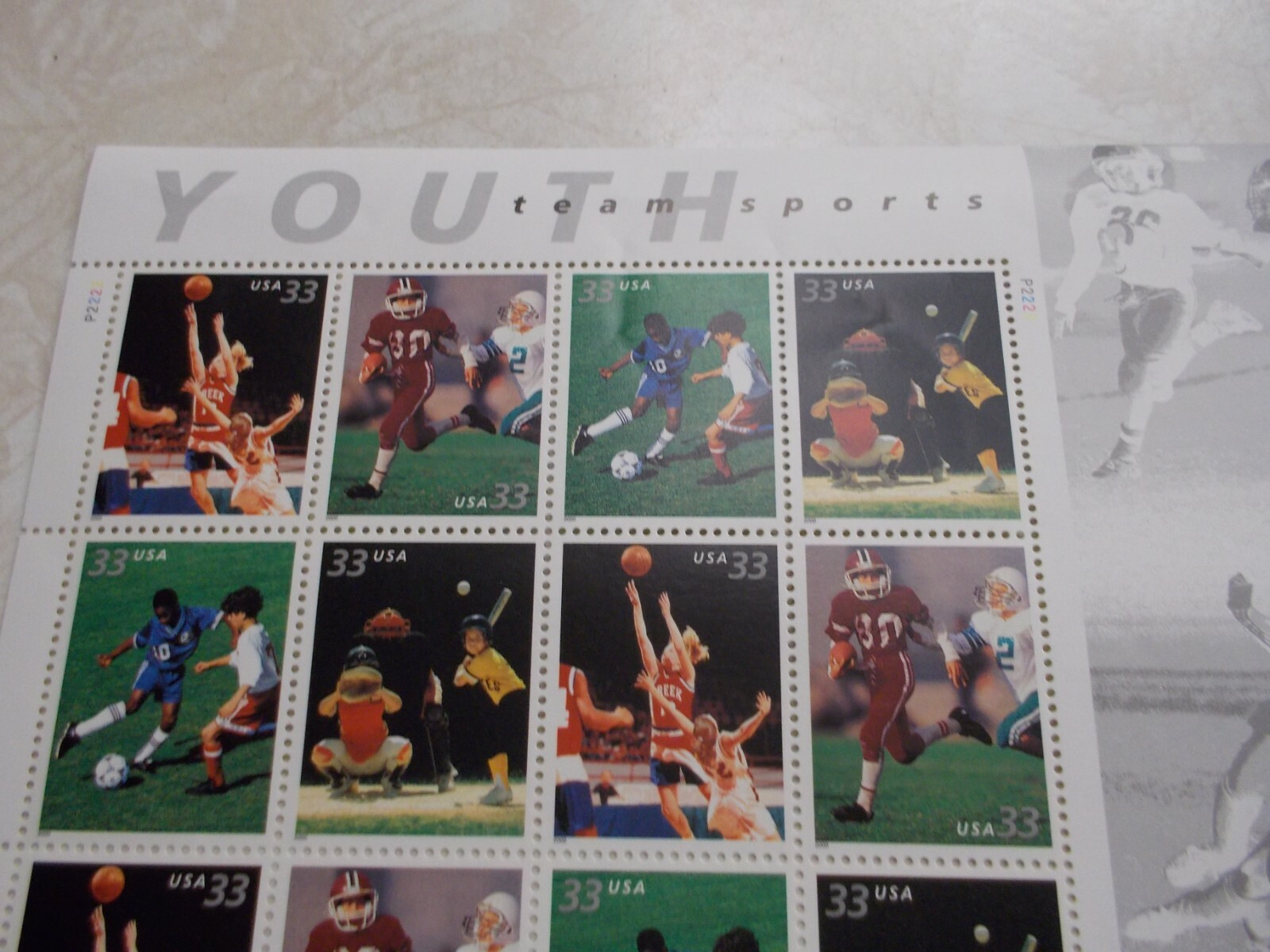 #3399-3402 SHEET OF 20 YOUTH TEAM SPORTS 33 Cent Postage Stamps 1999 MINT