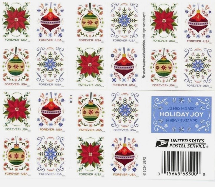 USPS Forever Stamps- Holiday Joy (2024) Single Stamp Random Mint