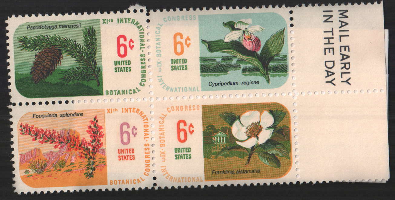 1969 6c Botanical Congress, Complete Set of 4 Block of Four Scott #1376-79 ST166