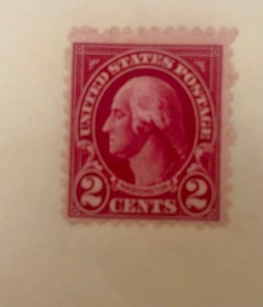 Rare Uncanceled George Washington 2 Cents Stamp. Mounted on an envelope, Dallas