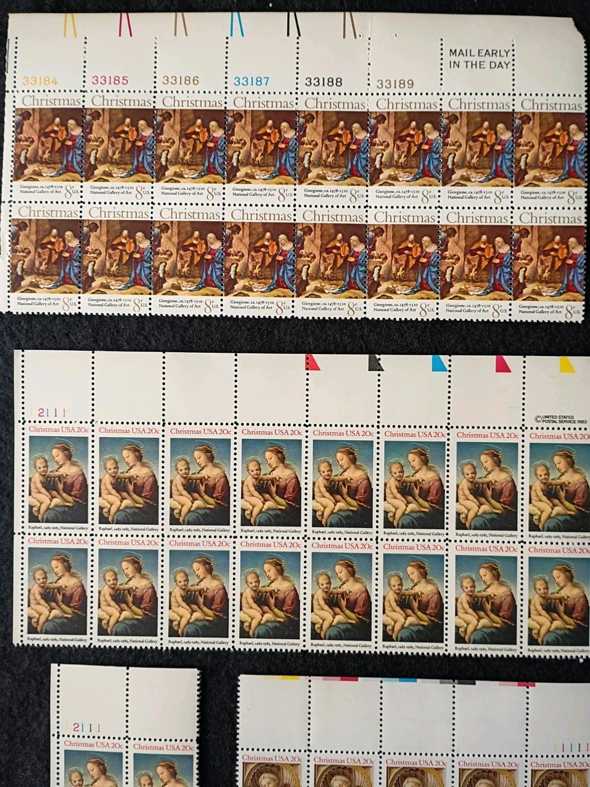 Lot of 110 Madonna and Child Jesus Christmas Stamps Blocks Mixed Denominations