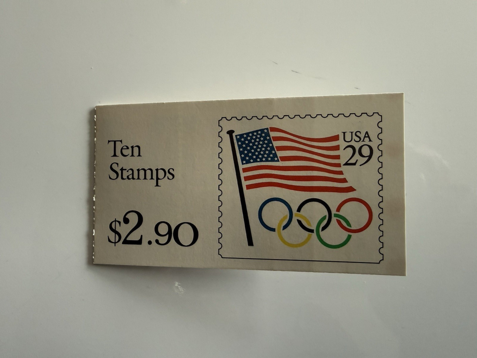 Booklet USPS Postage Stamps~USA Flag Olympics~29c~Strip of 9 (1991)~missing 1 PC
