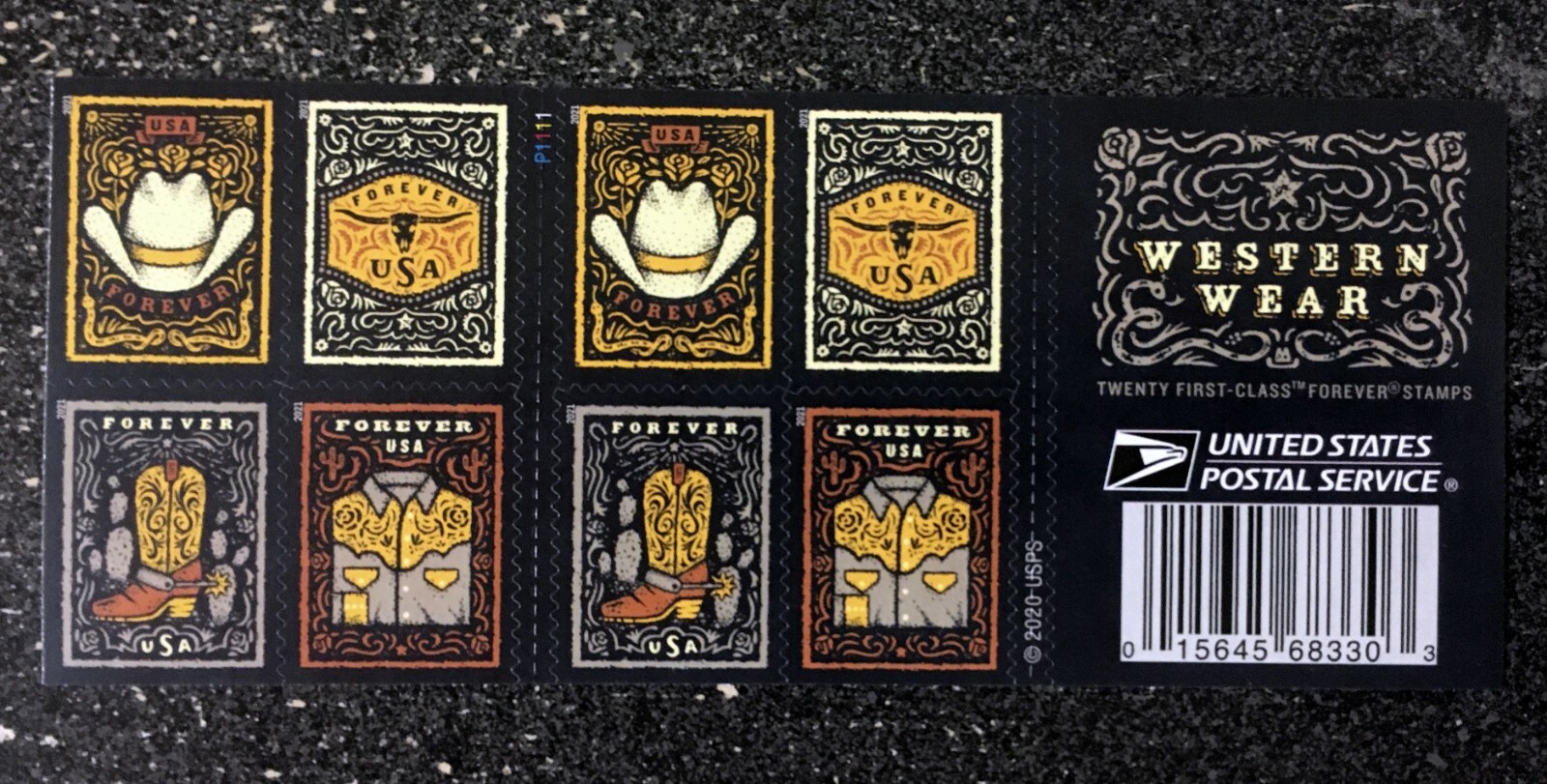 2021USA #5615-5618b Forever Western Wear – Booklet of 20 mint