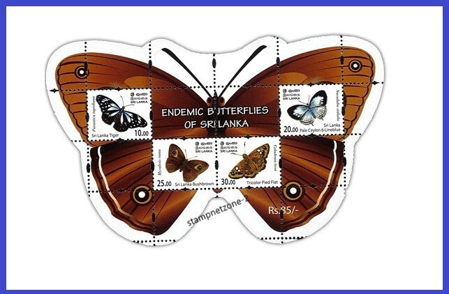 ENDEMIC BUTTERFLIES OF SRI LANKA – 1 (2022) – Miniature Sheet