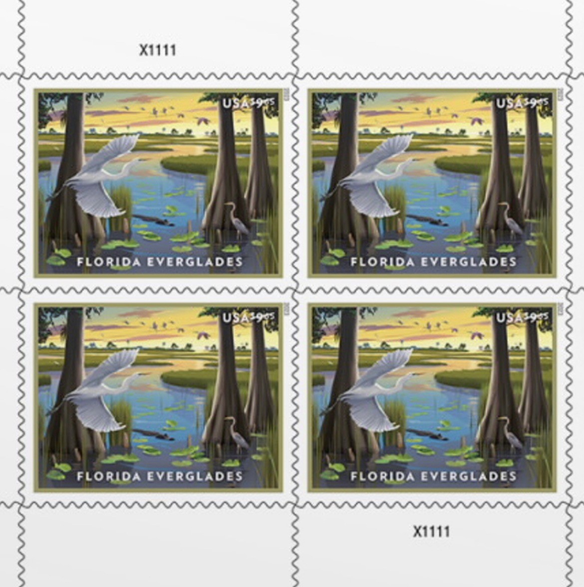 Sheet of 4 US Priority US Stamp of $9.65 FLORIDA EVERGLADES Ecosystem 5751
