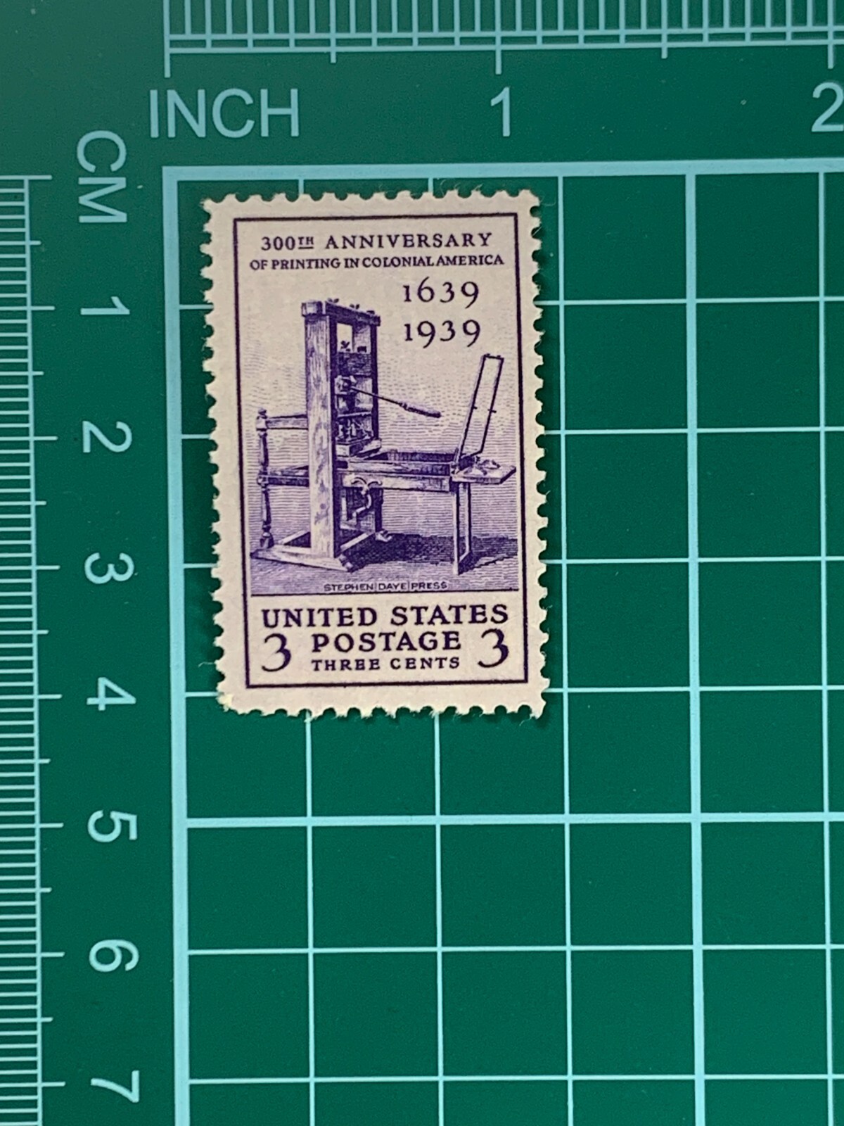 US Postage 300th Anniversary of Printing Colonial America 1939 3c Single Stamp