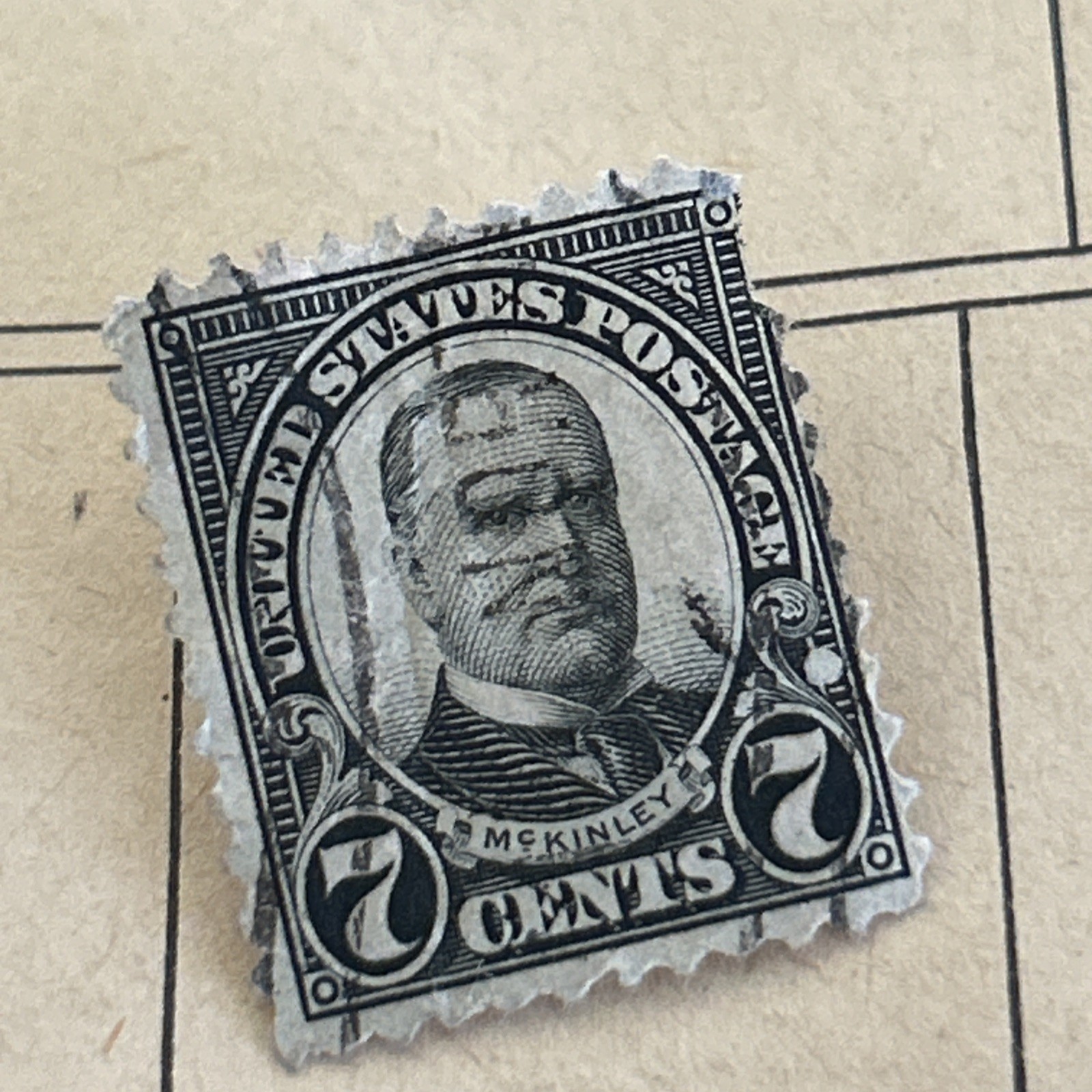 1920s WILLIAM McKINLEY 7 CENT STAMP US POSTAGE USED CONDITION
