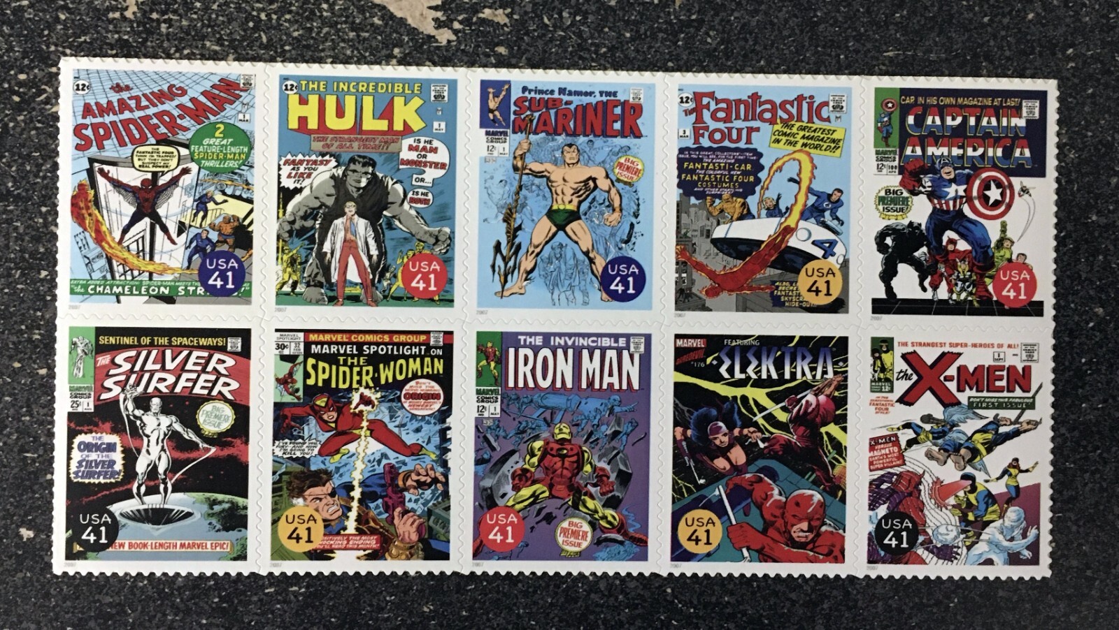 2007USA #4159a-j 41c Super Heroes – Bottom Block of 10 From Sheet Mint comics