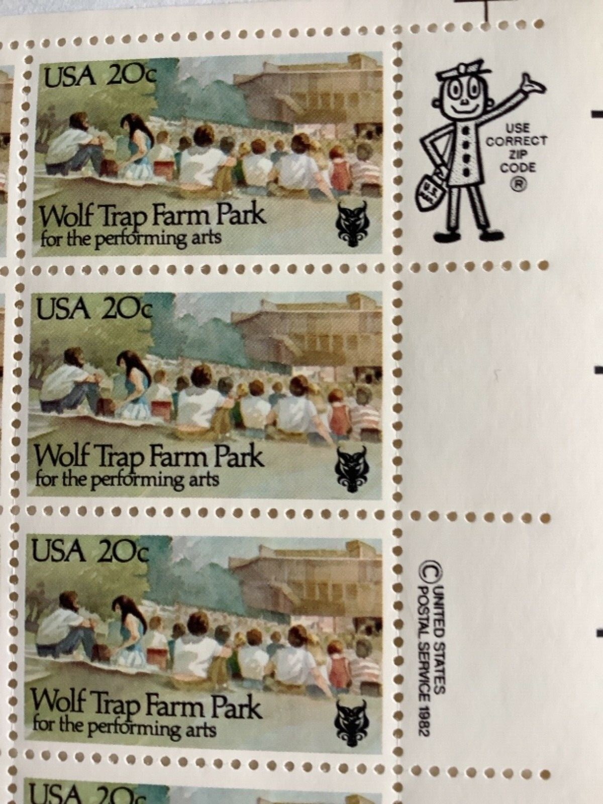 Wolf Trap Farm stamps 20c Scott catalog #2018  very good condition 