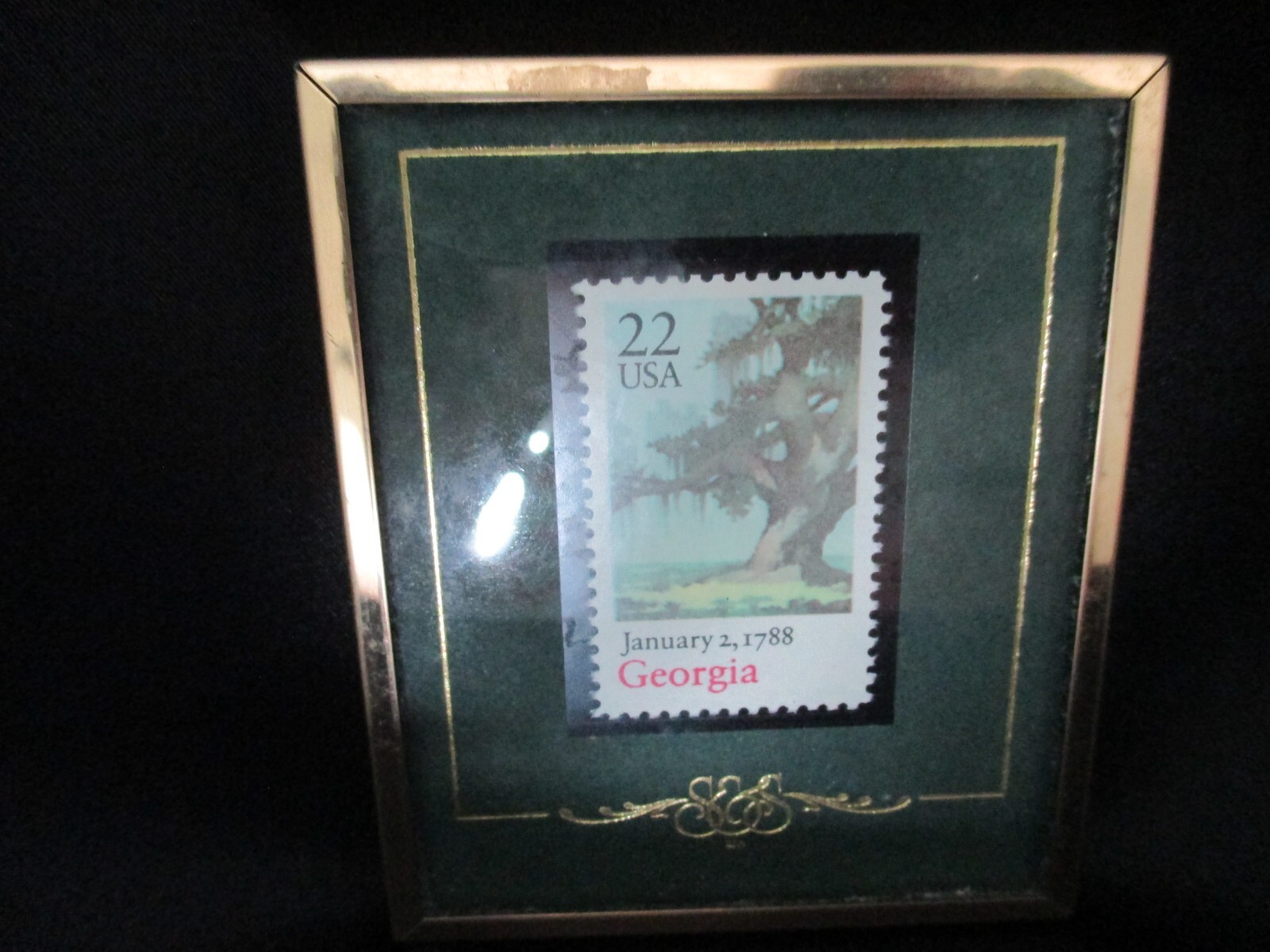 Vintage Stamps & Stories Framed “Georgia Statehood” Texas Stamps