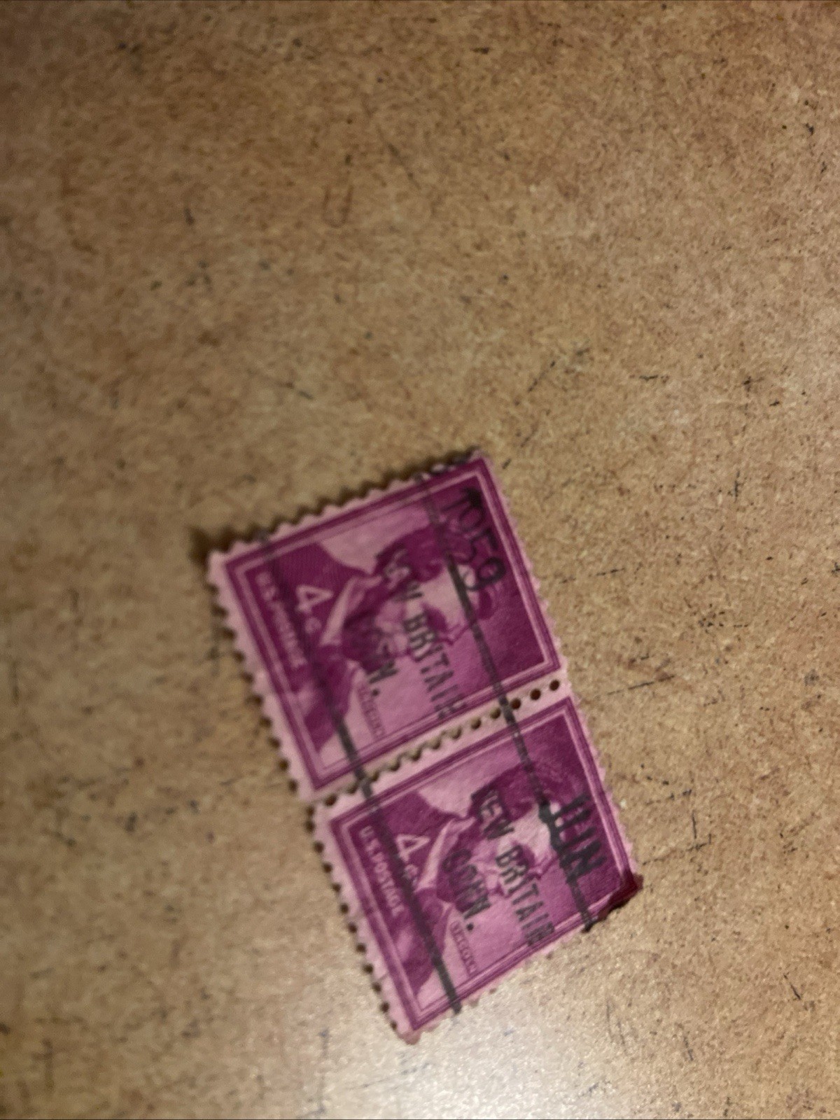 2 Very Rare Abraham Lincoln 4 Cent Postage Stamps With A Unique Purple Color