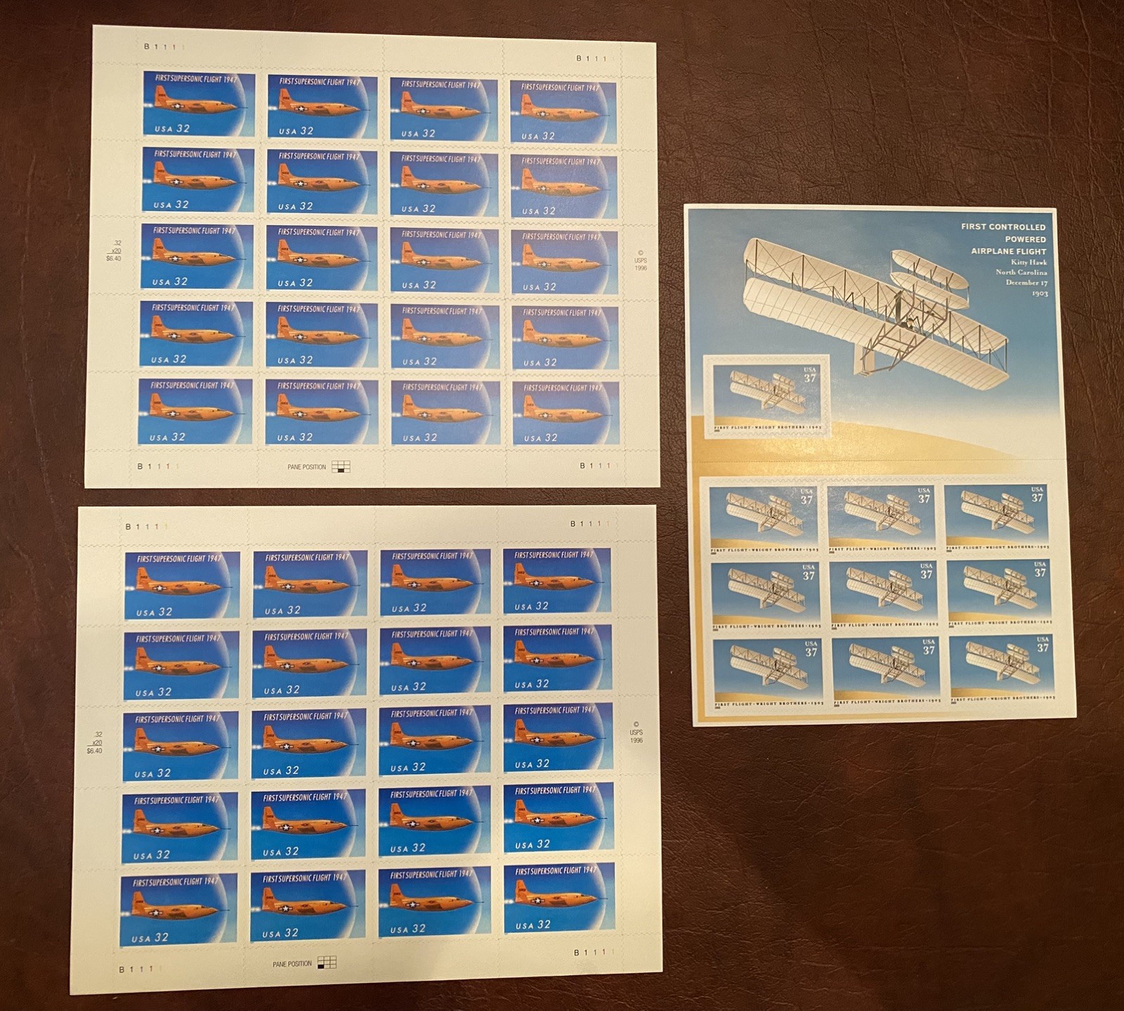 US Stamp Lot – Airplane Kitty Hawk Wright Bros., First Supersonic Flight (2)