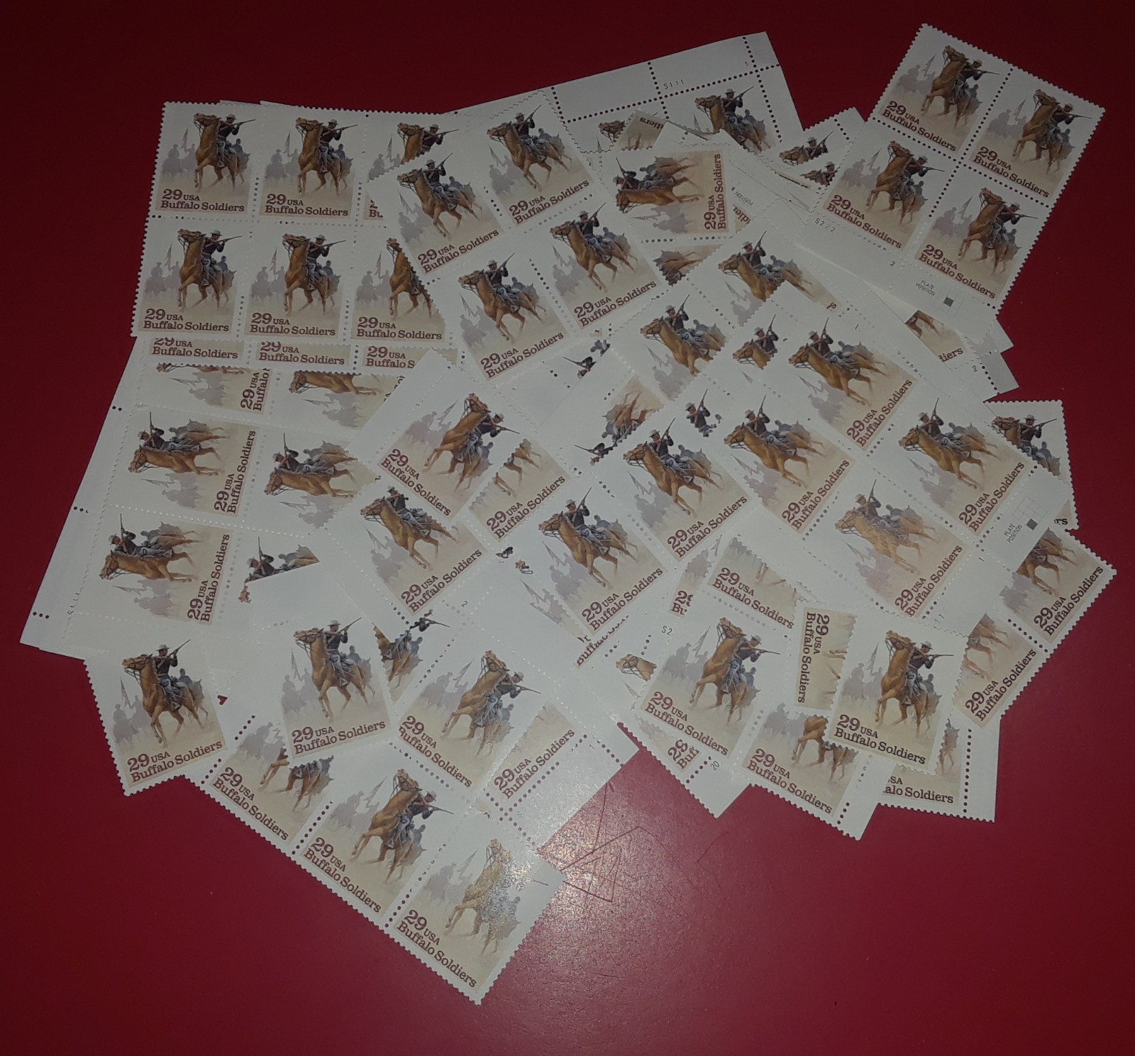 60 Multiples & Singles of BUFFALO SOLDIERS 29¢ US Postage Stamps. USA Sc # 2818