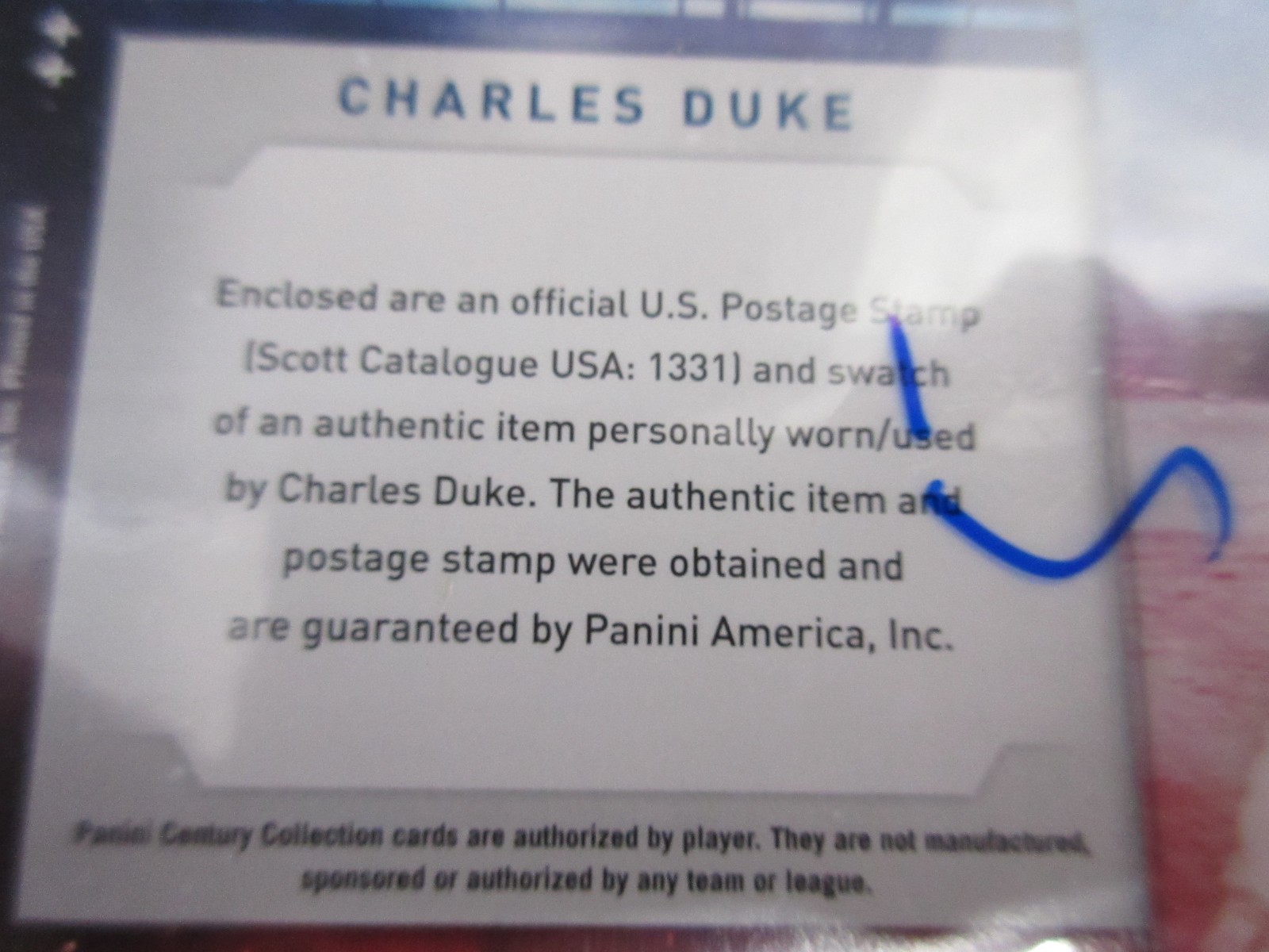 CHARLES DUKE APOLLO 9 2010 PANINI 5c STAMP & WORN RELIC SWATCH CARD, 65/250