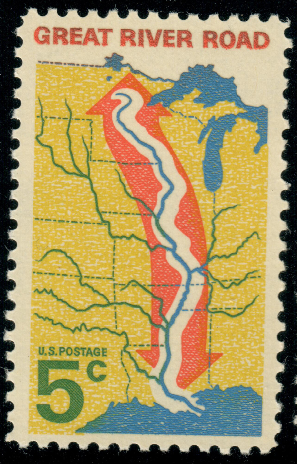 USA – 1966 – Great River Road – 5¢ – #3123