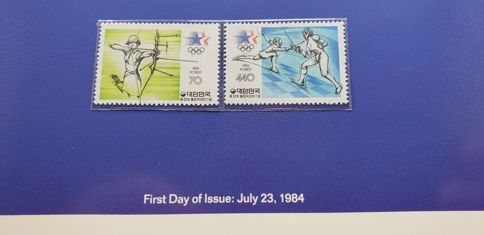 South Korea 1984 Olympic Games Philatelic Panel Stamps *Fencing* MNH