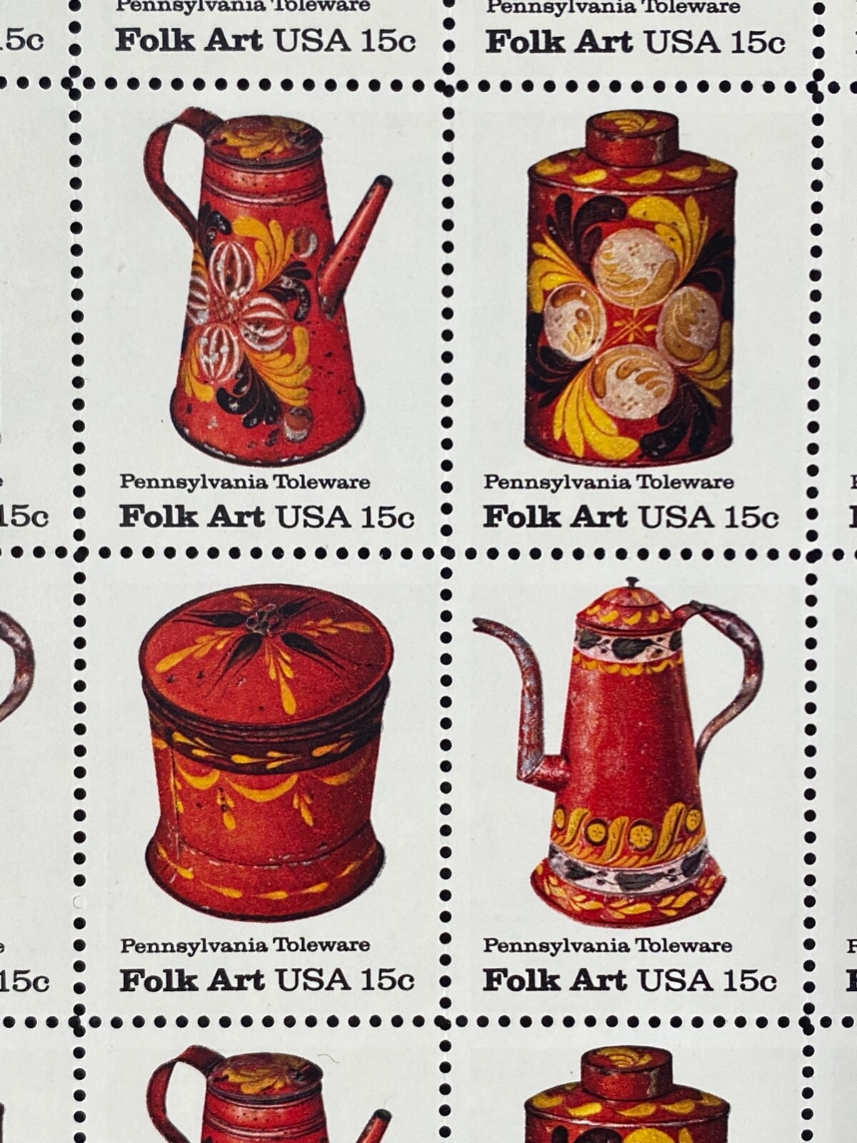 US FOLK ART STAMPS Full Sheet of 40 Scott #1775-78 MNH 15c – FREE SHIPPING