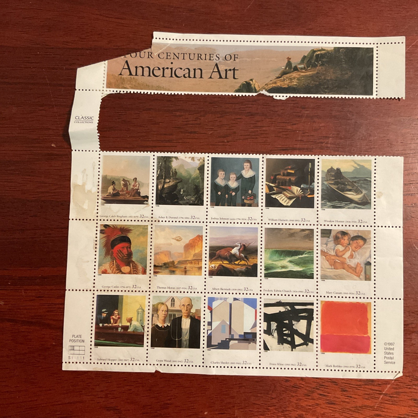 Four Centuries of American Art Classic Collection 32 Cent Postage Stamps 1998