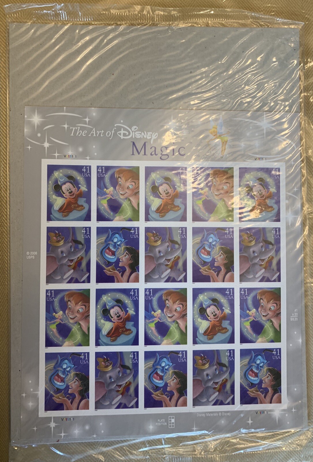 The Art of Disney Magic Stamp Block 41 Cent Sheet New Sealed