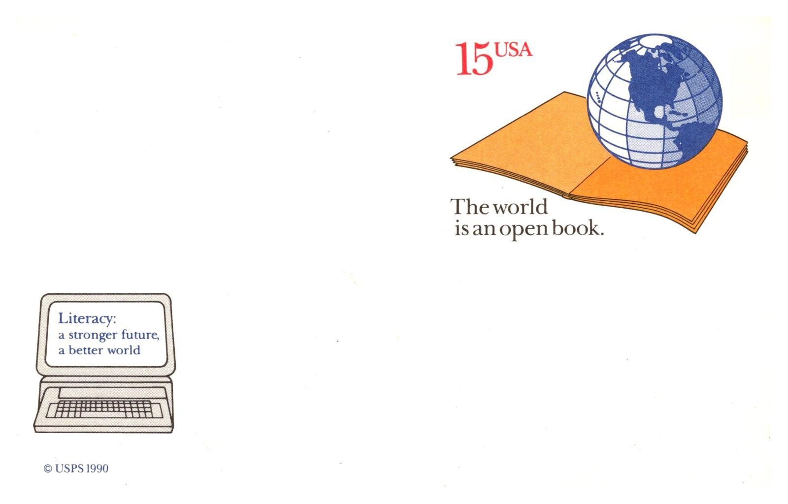 Postcard 1990 USPS Literacy 15 Cent Postage Stamp