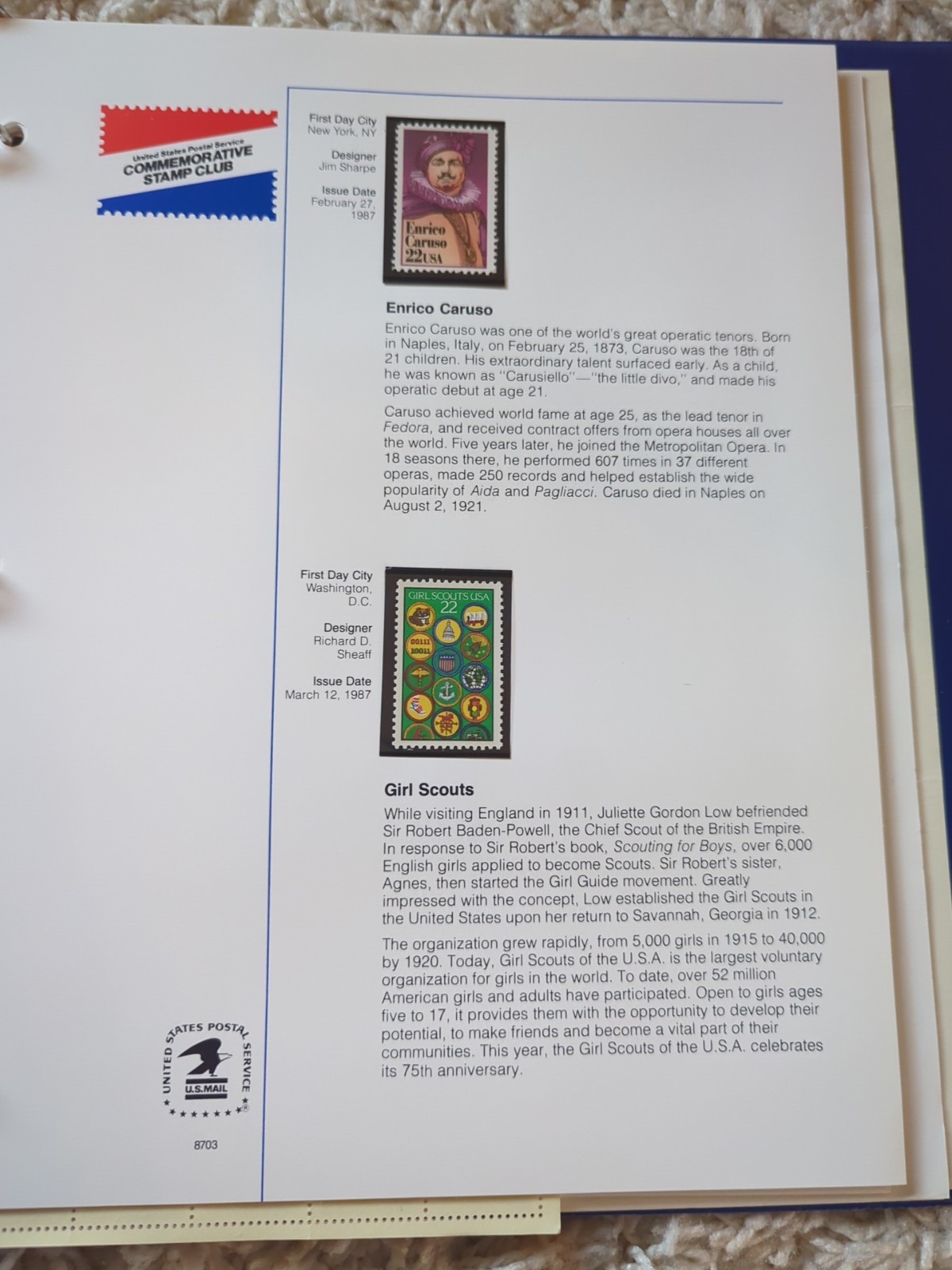 1986-1987 USPS Stamp Album – Arkansas Statehood – Christmas Contemporary Oct 23